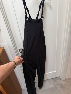 Ripe Black Knit Overall Jumpsuit with Adjustable Straps